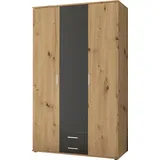SchlafKONTOR Kleiderschrank »Marburg Bestseller Schrank Garderobe mit Schubladen«, Schlafzimmerschrank in Top Qualität, in 2 Breiten braun
