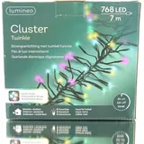 Lumineo LED Lichterkette Cluster Twinkle Bunt 8 Funktionen 768 Lichter 7 m - Bunt