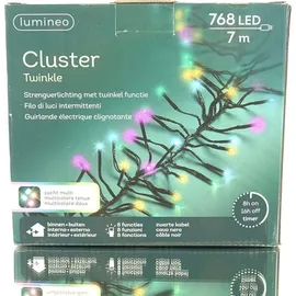 Lumineo LED Lichterkette Cluster Twinkle Bunt 8 Funktionen 768 Lichter 7 m - Bunt