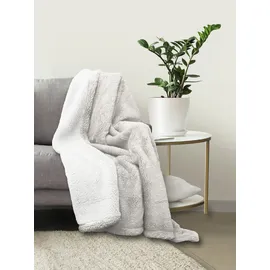biberna Tagesdecke Sherpa 150 x 200 cm Beige/Weiß