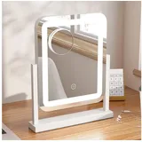 Boromal & Kosmetikspiegel 10 fach vergrösserung Schminkspiegel mit licht & Handyhalterung (Tischspiegel, 3Lichtmodi, Dimmbar, Speicherfunktion,