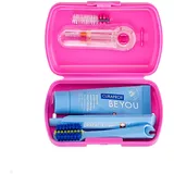 Curaprox Ortho Reiseset – Zahnspangen & Mundpflege unterwegs | Ultraweiche Bürste + Whitening-Zahnpasta | Kompaktes pinkes Set für kieferorthopädische Hygiene | Hergestellt in der Schweiz
