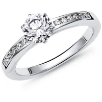 JEWLIX Verlobungsring Sterlingsilber mit Zirkonia Hauptstein und weiteren Zirkoniasteinen silberfarben 58