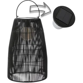 MARELIDA LED Solar Laterne/Hängeleuchte Rattanoptik Solarleuchte schwarz