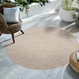 SIMPEX Outdoor Teppich, Beige, 160 cm Rund, Modern, Unicolor - Einfarbig, Küche, Balkon, Terrasse, Garten, Picknick