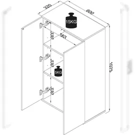 VCM Kommode Sideboard Dalosa 3 Drehtüren