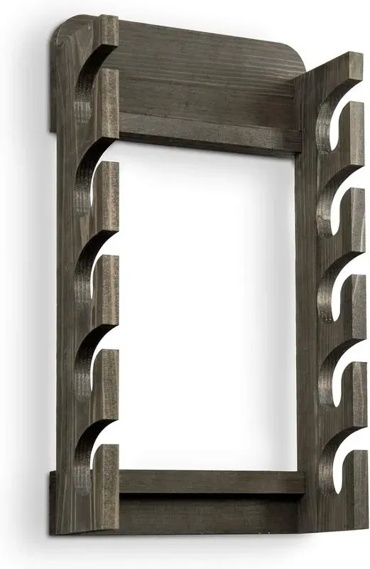 MyGift Wandhalterung aus grauem Holz mit 10 Haken für Hüte und Mäntel