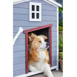 dehner lieblinge Hundehütte Hector, ca. B96,5/H103/T79 cm, Grau, Dunkelrot, Weiß