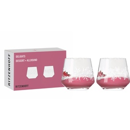Ritzenhoff & Breker RITZENHOFF 6121002 Dessert Glas 2er-Set 420 ml – Serie Delights – Nachtisch-Becher, Illustration Weiß – Made in Germany