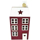 Trendline Deko Holzhaus Weihnachten 26 x 23 x 26 cm rot-weiß Figur