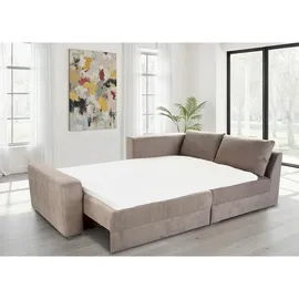 luma-home Ecksofa-Dauerschläfer, Hellbraun, Textil, 3-Sitzer, Füllung: Kaltschaum, L-Form,L-Form, 260x181 cm, Wohnzimmer, Sofas & Couches, Wohnlandschaften, Ecksofas