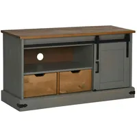 VidaXL TV-Schrank HALDEN mit Schiebetür Grau 110x40x60 cm Massivholz