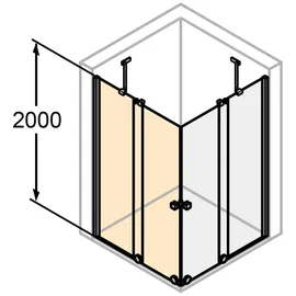 Hüppe Xtensa pure Gleittüreckeinstieg links 90 x 90 cm silber hochglanz ESG klar XT1303069321