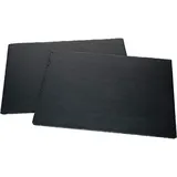 MamboCat Schieferplatte 2er Set 40 x 30 cm I Servierplatten Schwarz I Sushi Platte mit rustikaler Bruchkante I Cheese Board Vorspeisenteller auch als Untersetzer Teller I Dekoplatte Granit