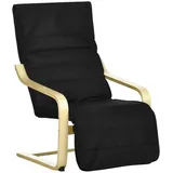 STILVORA Relaxsessel Freischwinger Schwarz 100x94x67 cm mit 5 Stufen Fußstütze, Birkenholzgestell, gepolsterte Sitz- und Rückenfläche, bodenschonend