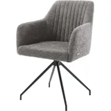 DELIFE Polsterstuhl Greg-Flex, Kreuzgestell konisch Schwarz Bouclé Grau grau 56 cm x 85 cm x 60 cm