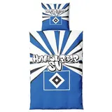 Hamburger SV HSV Bettwäsche Set ** Strahlen **, 80 x 80 cm, 135 x 200 cm, 100% Baumwolle, Reißverschluss