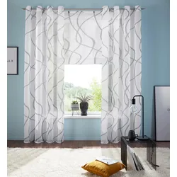 Gardine MY HOME "Bene" Gr. 3, grau, B:140cm H:225cm, Polyester, Polyester, Gardinen, Transparent, gemustert, glatt, verschiedene Größen