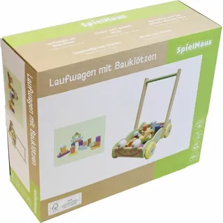 Vedes SpielMaus Holz Laufwagen mit Bauklötzen, 20 Stück