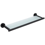 SOSmart24 JUST BLACK Badablage ohne Bohren mit satinierter Glasplatte und Edelstahl Rahmen, / Badezimmer, Glasregal, Glasablage, Wandregal