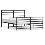 vidaXL Bettgestell mit Kopf- und Fußteil Metall Schwarz 140x200 cm