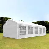 TOOLPORT Partyzelt Pavillon 4x10 m in weiß PE Plane 350 N Wasserdicht UV Schutz Festzelt Gartenzelt