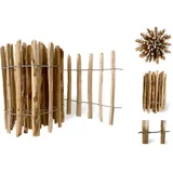 Floranica Staketenzaun aus Haselnuss Kastanie 5m lang x 50cm hoch 8-10cm Höhe Lattenabstand, Gartenbegrenzung,Hundezaun, Holzzaun beetzaun - Optimal für jede Gartengestaltung