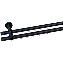 Gardinenstange INDEKO "Consul", schwarz, L:130cm Ø:20mm, Aluminium, Gardinenstangen, Innenlauf Komplett-Set inkl. Gleitern und Montagematerial