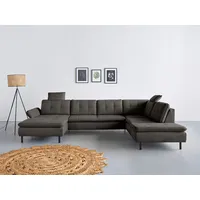 Wohnlandschaft INOSIGN "Birkholm U-Form", grau, B:347cm H:83cm T:226cm, 98% Polyester 2% Polyamid, Sofas, Wohnlandschaft, Armlehnverstellung, auch in Easy Clean Bezug - mit Wasser zu reinigen
