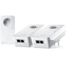 devolo Magic 2 WiFi 6 (ax) Multiroom-Kit: 3 PLC-WLAN-Adapter, Gigogne-Stecker (2400 Mbit/s, Mesh, 5 Gigabit-Ethernet-Ports), ideal für Telearbeit und Streaming, französischer Stecker