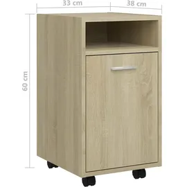 vidaXL Beistellschrank mit Rollen Räuchereiche 33x38x60 cm