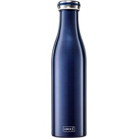Lurch 240862 Isolierflasche/Thermoflasche für heiße und kalte Getränke aus doppelwandigem Edelstahl 0,75l, blau-metallic