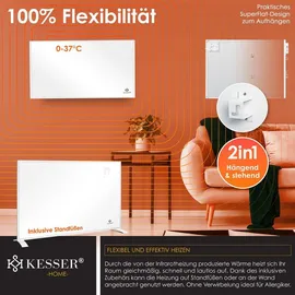 Kesser KESSER® Infrarotheizung Energiesparend Infrarot Standgerät & Wandmontage Elektroheizung mit Fernbedienung Thermostat & App-Steuerung Elektrisch Heizpaneel Heizung Konvektor Standfüße