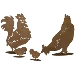 H.G-DEKO Hühnerfamilie  Hühnerfamilie 4-teilig: Hahn, Henne, zwei Küken