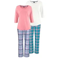 Arizona Damen Pyjama koralle-kariert, ecru-kariert Gr.44/46