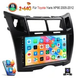 ESSGOO Für Toyota Yaris XP90 2005-2012 CarPlay Android 15 Autoradio GPS Navi Autoradio (RDS, 4+64GB(optional), Digitalradio (DAB), FM, USB- und Type-C, Carplay Android Auto Bluetooth EQ USB GPS Navi WIFI Touchscreen) schwarz