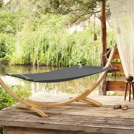 konsimo® Hängematte, Dunkelgrau, Holz, Textil, 357x131x110 cm, Hergestellt in Europa, Gartenmöbel, Hängematten