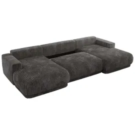 MKS Meble Ecksofa RINA U-Form Cord 3-Sitzer Grau