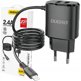 DUDAO 2x USB Ladegerät mit Lightning Kabel Schwarz