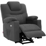 MCombo Relaxsessel 7565 Mikrofaser 75 x 112 x 87 cm Grau elektrisch mit Liegefunktion und Wärmefunktion
