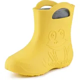 Ladeheid EVA Kinder Jungen Mädchen Gummistiefel Regenschuhe gefüttert LA-CA-03 (Gelb/Grau, 34/35 EU)