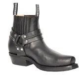 A1 FASHION GOODS Männer Schwarzes Leder Ankle Biker Stiefel Schlüpfen Sie EIN Quadratische Zehe Cowboy Schleifmaschinen Stiefel - AR70 (46 EU) - 46 EU