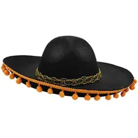 HiyyFloy Mexikanischer Sombrero-Hut Aus Schwarzem Filz, Großer Fiesta-Sombrero-Hut Bommelfransen, Perfekt Für Mexikanische Fiesta-Partys Und Als Accessoire Für Jedes Outfit.
