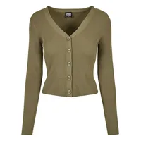 URBAN CLASSICS Ladies Short Rib Knit Cardigan in Khaki, Größe XL