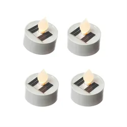 LED Solar Teelichter Garten Outdoor Solar Kerze H: 5,5cm weiß 4 Stück