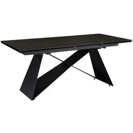 KADIMA DESIGN Esszimmertisch 180 - 260 cm Ausziehbar Keramik Glas Schwarz, Keramiktisch Groß, Designer Küchentisch Rechteckig, Esstisch Extravagant mit