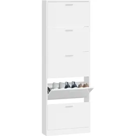 vidaXL Schuhschrank Hochglanz-Weiß 59x17x169 cm Holzwerkstoff - Weiß