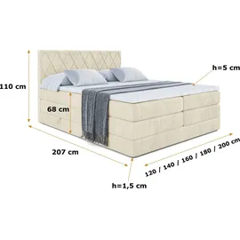 altdecor LEPARO KING 160 x 200 cm H3/H4 Beige