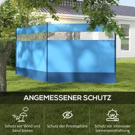 Outsunny Windschutz Polyester Stahl Blau 440L x 140H cm