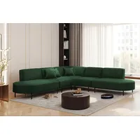 Fun Möbel Ecksofa Designersofa VALENCIA in Stoff Noel Dunkelgrün Universal - dunkelgrün